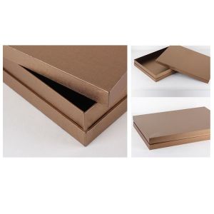Custom Logo Elegant Lid Base Cardboard Gift Package Brown Rigid Paper Box With