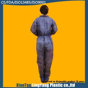 Elastic Cuff And Ankle Disposable Blue Overalls , Disposable Waterproof Suit