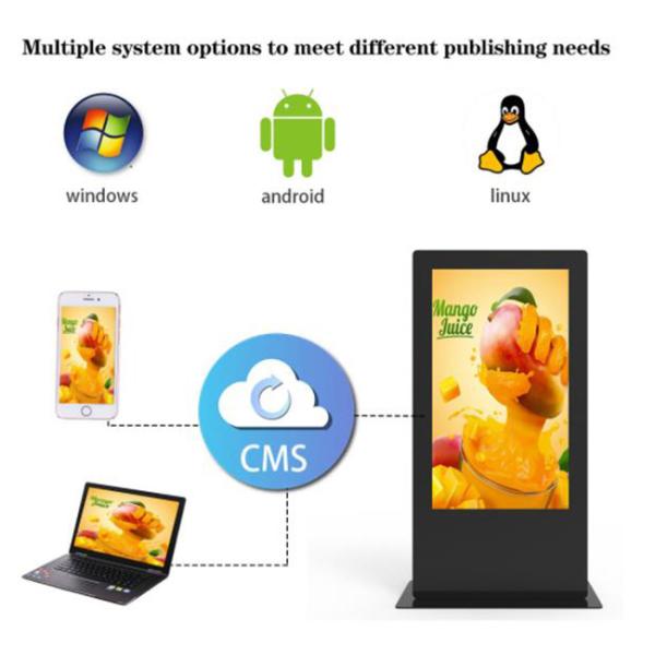 Android 760W 3840X2160 Outdoor Digital Signage Kiosk 75in