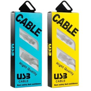 CMYK Custom Art Coated Paper USB Cable Data Cable Packaging Box with Hanger Hole