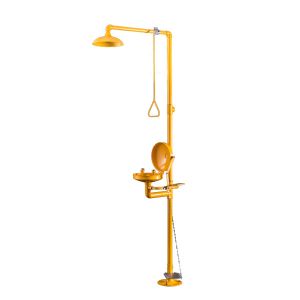 Adjustable Flow Emergency Shower And Eyewash SS 304 With Linkage Cover