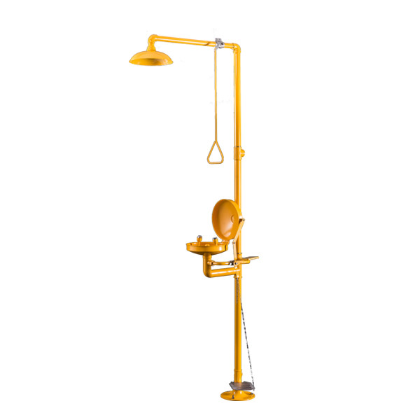 Quality Adjustable Flow Emergency Shower And Eyewash SS 304 With Linkage Cover wholesale