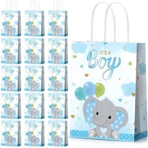 Cheap CMYK 4 Color Offset Printing Small Blue Party Shopping Tote Kraft Paper Bag for Kids for sale