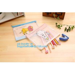 Customized Mesh Pencil Bag A4 Travel Passport Pouch, Zipper Lock Document File