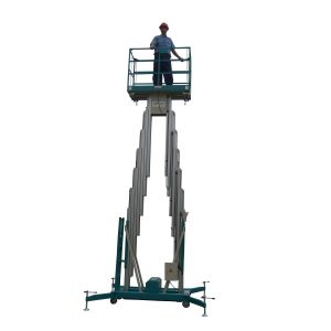Hydraulic Vertical Lift Aerial Work Platform Double Mast 14m High With 1 Year