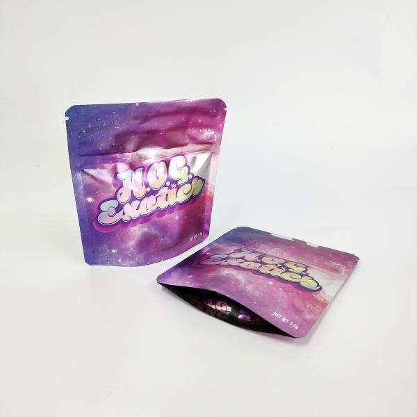 Digital Print Die Cut 3.5g Smell Proof Custom Mylar Bag 3 Side Seal Pouch