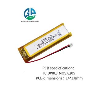 KC , MSDS, RoHS Approved Rechargeable Li Ion Battery 3.7v 850mAh Lithium Polymer