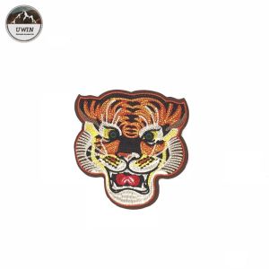 Animal Handmade Embroidered Cloth Patches , Large Tiger Patch With Hot Cut