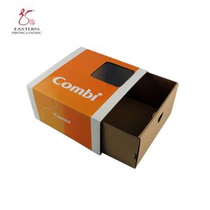 China Slidding Boxes Corrugated Cardboard | Custom Printed Shoe Box With Window on sale