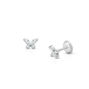 Religious Type None 925 Sterling Silver Butterfly Stud Earrings with 18K Gold