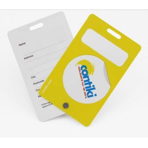 Personalized Rotatable 2 Card Eyelet Attached Plastic PVC Luggage Tag With Loop