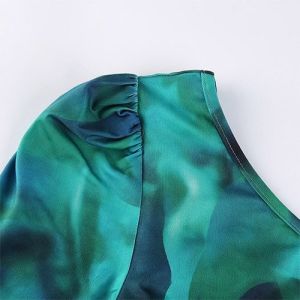 OEM maufactory Tie Dye Oblique Shoulder Polyester Commute Hip Rope Skirt