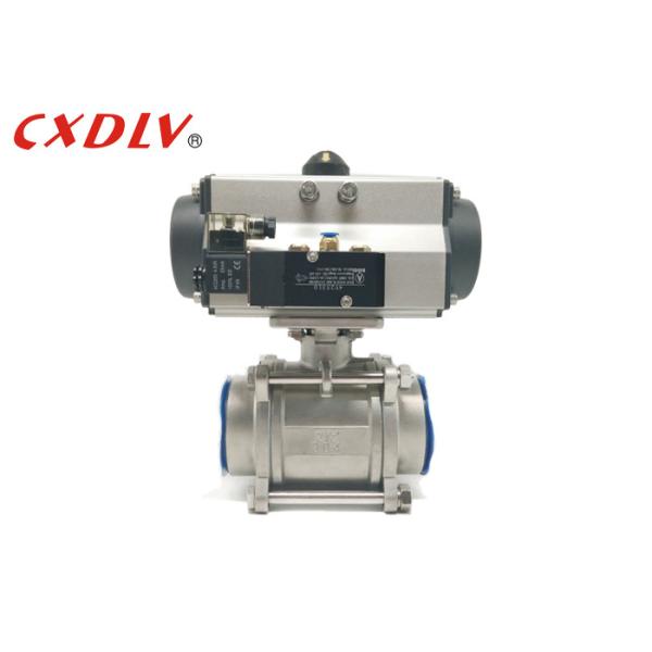3 Pieces Screw Thread Pneumatic Actuated Ball Valve Double Acting With Solenoid