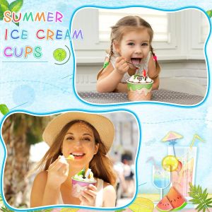 8 Oz Ice Cream Cups Summer Snack Cups Ice Cream Party Paper Cup Disposable Ice