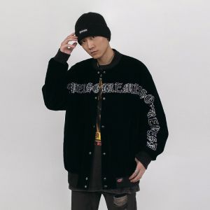 0.15kg Zipper Front Men Jackets 100% Polyester Windproof Bomber Jacket