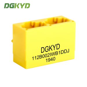Cat 5 rj45 dual port jack 8 pin modular connector yellow plastic housing