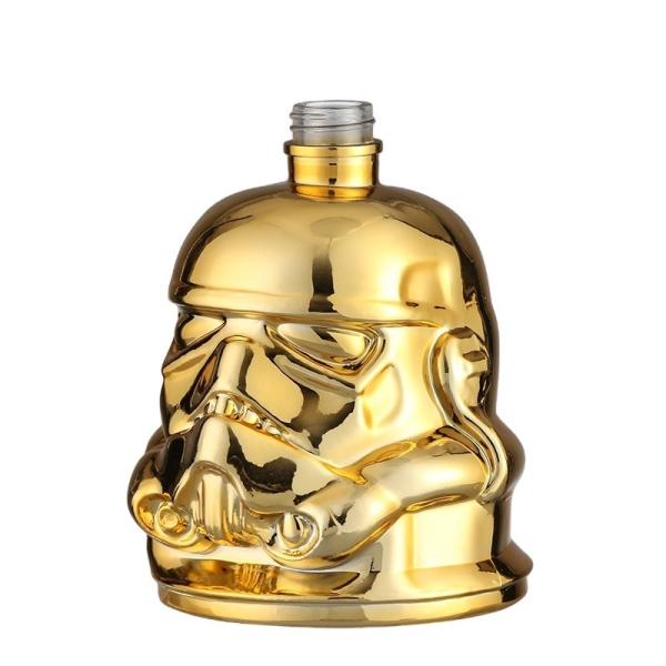 Creative Golden Skull Vodka Shot Whiskey Decanter Glass Bottle with Screw Cap