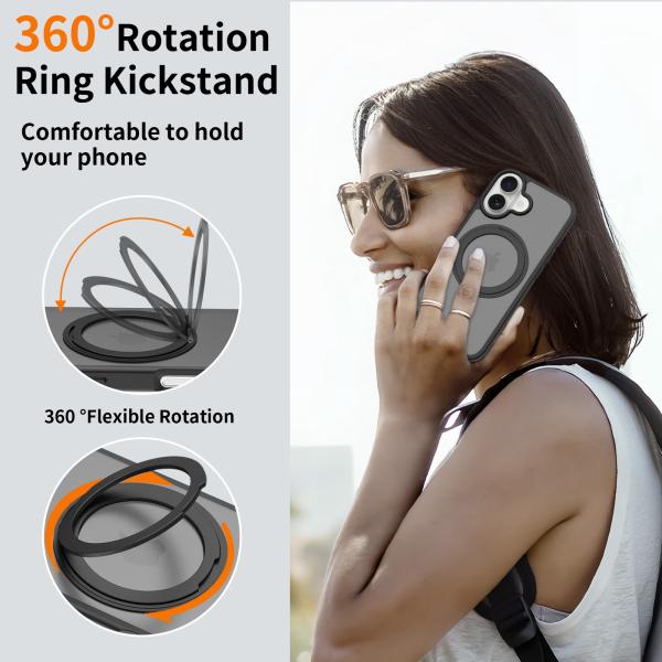 Quality Customized Apple 17 Mobile Phone Case With Stand 360 Rotation IPhone16pro Magnetic Anti-Fingerprint Skin-Feel Mobile Phone Case wholesale