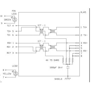 0875-1D1T-P2 10/100 Base-T Tab Up Single Port Rj45 jack Integrated Connector