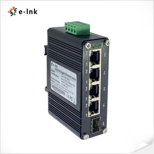 Mini Industrial 10/100/1000M 802.3at PoE 4GE+1SFP Ethernet Switch with 12~48VDC Input and Voltage Booster
