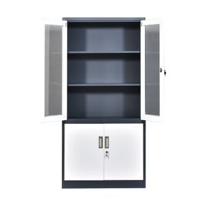 China 0.14cbm Glass Steel Office Cupboard With Adjustable Shelves on sale