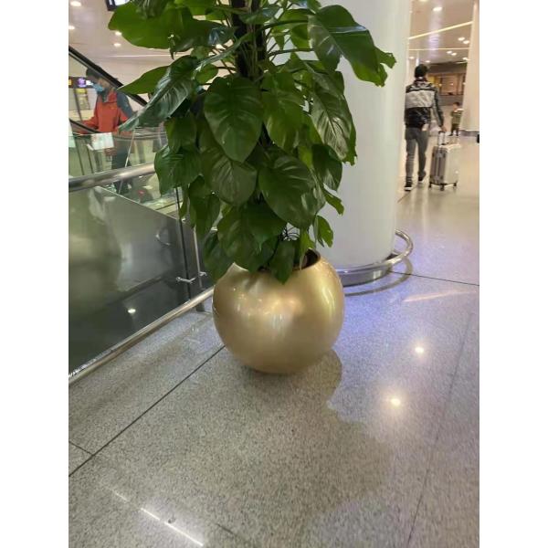 Easy Clean Shiny Finish Fiberglass Flower Pots For Artificial Plants Decor