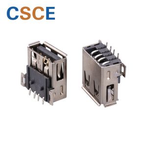 SMT 90 Degree Micro USB Connector , L 13.8mm USB Type A Female Connector