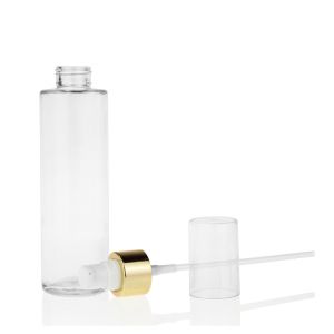 Cosmetic Clear Glass Lotion Sprayer Pump Bottle With Cap Gold Line Pump