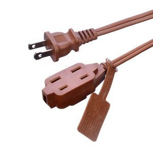 Cheap ETL 3 Outlet Brown Multiple Outlets SPT-2 14 Gauge 6FT 12FT 2 Prong Extension Cord Power Strip with Safety Cap Cover for sale
