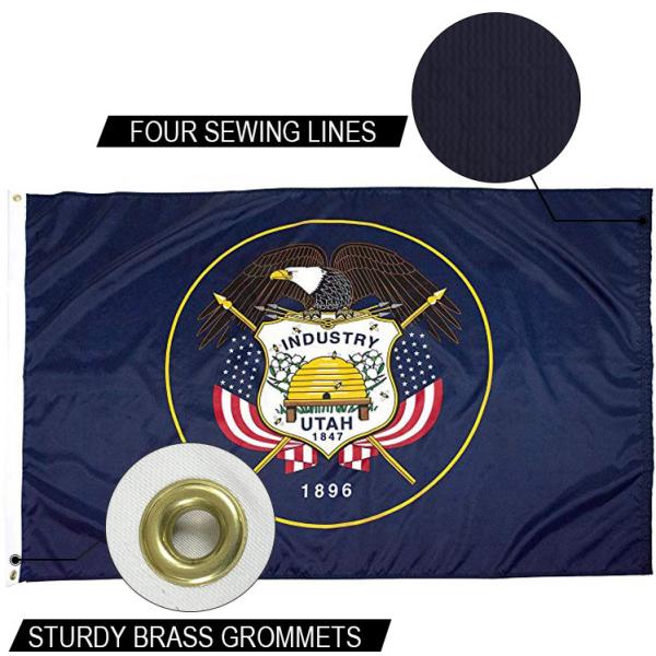 State of Utah Flag 3x5 ft Outdoor Heavy duty Dupont Nylon US Flags Strong Canvas
