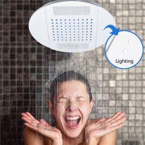 Multi Function Overhead Rainfall Shower Head 25CM Diameter With LED Lighting