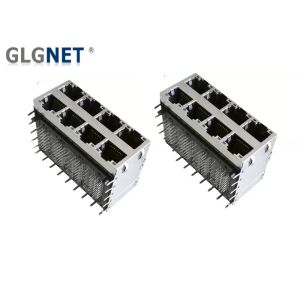 DIP Mounting Stacked RJ45 Connectors Shielded With 5G Integrated Transformer