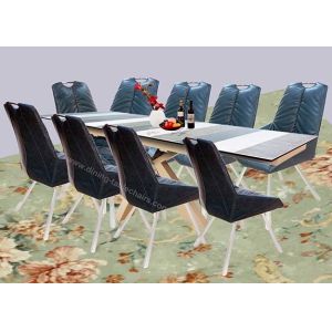 Rectangle Extension Dining Table Ceramic Topped Tempered Glass 2.1 Meter