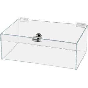 Clear Acrylic Single Lock Medical Box with Keys, 13" x 6.5" x 5.5" Medium for