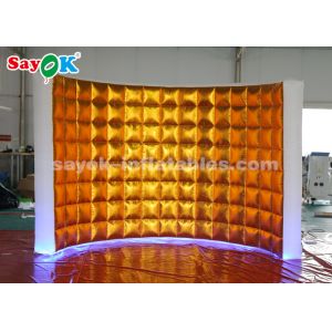 Event Booth Displays Golden Oxford Cloth Inflatable Photo Booth Wall With LED