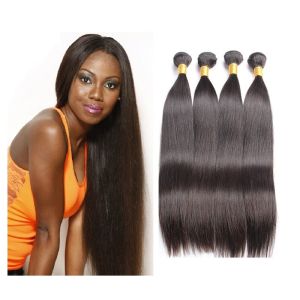 China Silky Smooth Peruvian Straight Hair Bundles Weft 300 Gram With Lace Closure on sale
