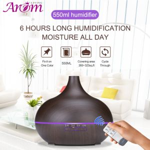 550ml with 4 Timer, Wood Grain Aromatherapy Diffuser with Auto Shut-Off Function