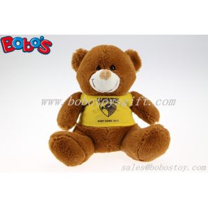 China 7 dark brown custom made baby kids toy teddy bear with yellow T-Shirt on sale