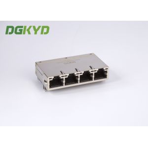 Shield Abreast 4 Ports Giga Ethernet Connector Rj45 Modular Jack, 1000 BASE-TX