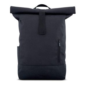 China 15.6 Inch Rucksack RollTop RPET Black Roll Top Backpack Waterproof Expandable on sale