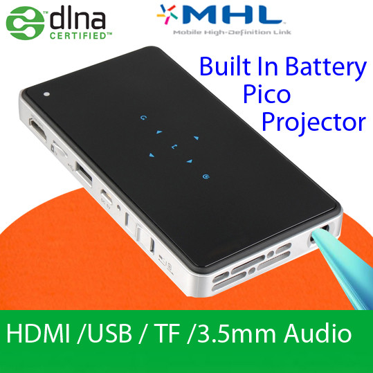 Handy Mini DLP Slim Projector With HDMI USB MHL DLNA Wifi Display LED Lamp