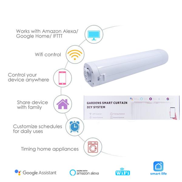 Tuya Diy Motorized Curtain Rod 5.2m Electric Curtain Track Alexa Silent
