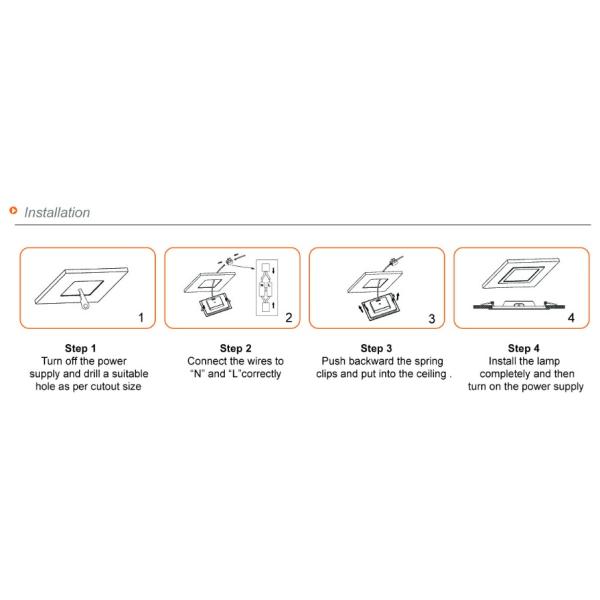 220mm 220V Square Surface Panel Light 80lm/W CCT Adjustable Downlight