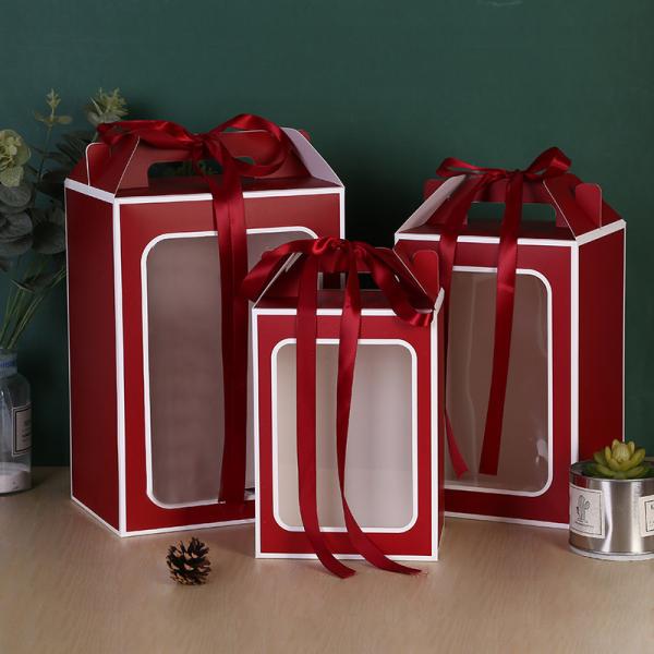 Gift Custom Printed Corrugated Boxes Windowed Handled Valentine'S Day Surprise