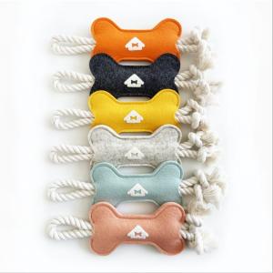 China Chewing Toy Felt Bone Shape Pet Tugboat Toy Rope for Small Dog on sale