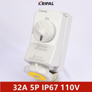 Cheap 63A 3P IP67 Socket With Switches And Mechanical Interlock IEC standard for sale