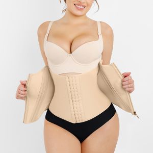 Custom Logo Shapers Adjustable Hooks and Zipper for Extreme Latex Waist Trainer