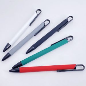 China High Quality Soft Rubber Business Ballpoint Pen Simple Press Ball Pen With Clip on sale