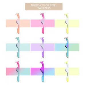 Light Blue Eyelash Applicator Tweezers , Anti Rust Metal Eyelash Applicator