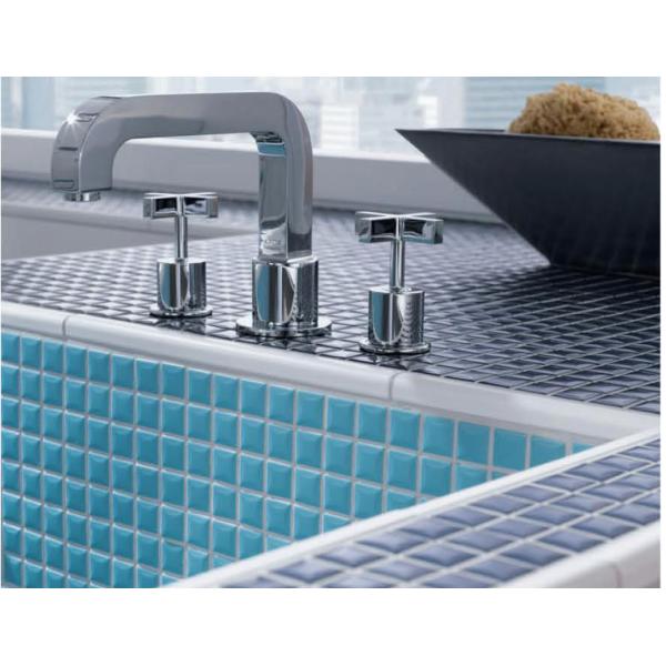 Quality Glossy 6mm Ceramic Pool Mosaic Tiles Sky Blue White 300x300mm wholesale